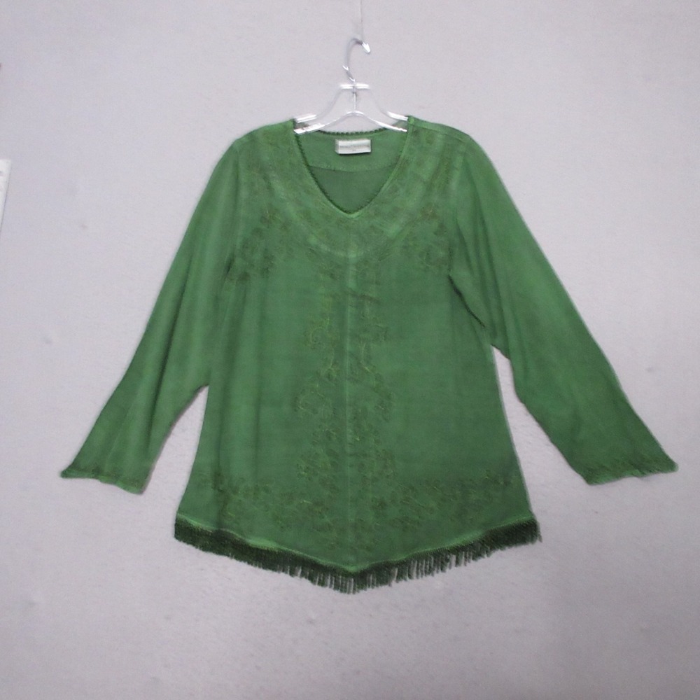 Holy Clothing Top Medium Green Embroidered Tassel Whimsigoth Fairy Renaissance‎